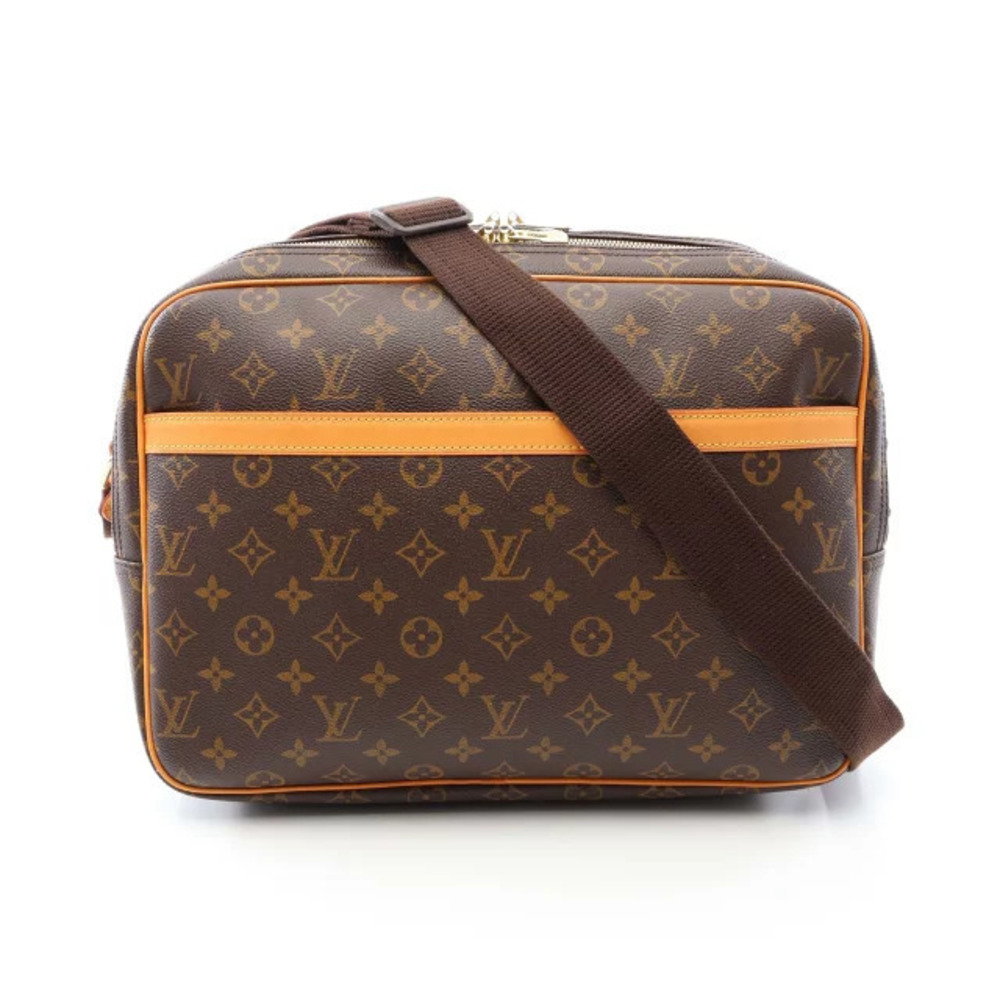 Louis Vuitton Reporter Shoulder Bag Canvas Leather Monogram Brown
